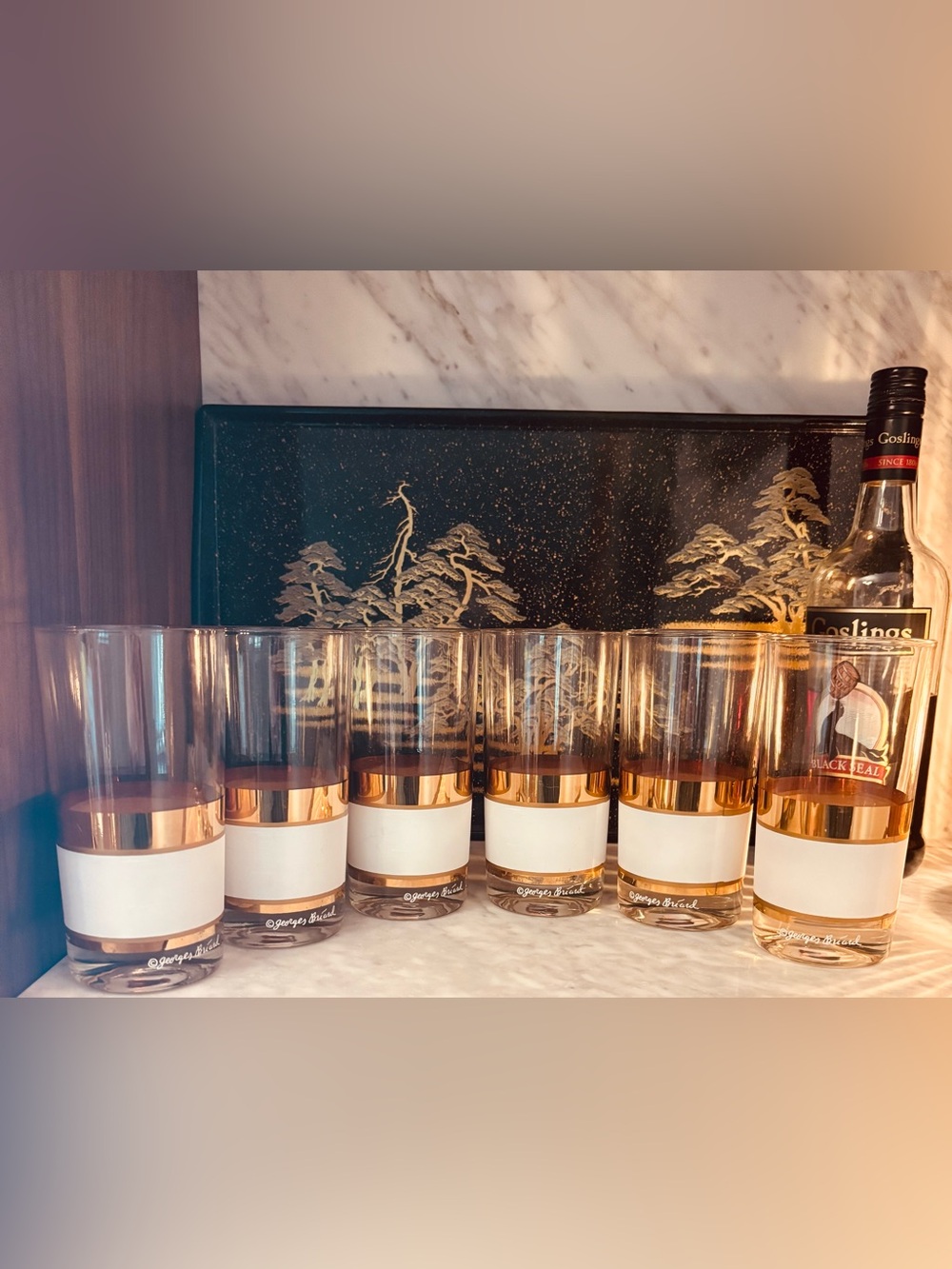 Vintage Georges Briard Gold-Trimmed Highball Glasses - Set of 6